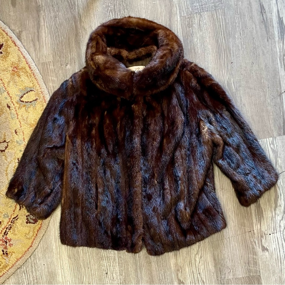 Vintage Brown German Kruse Gross Minneapolis High End Brown 100% Mink Fur Coat - Picture 13 of 15